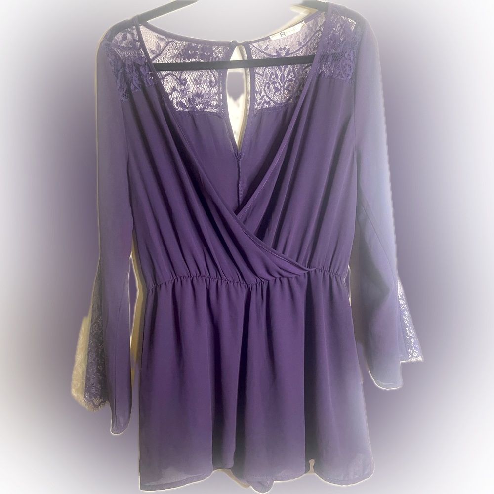 RUMORS Lace Romper in Deep Voliet Size XL